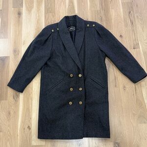 Vintage J Gallery Wool Blend Gray Double-Breasted Women's Coat With Gold Buttons